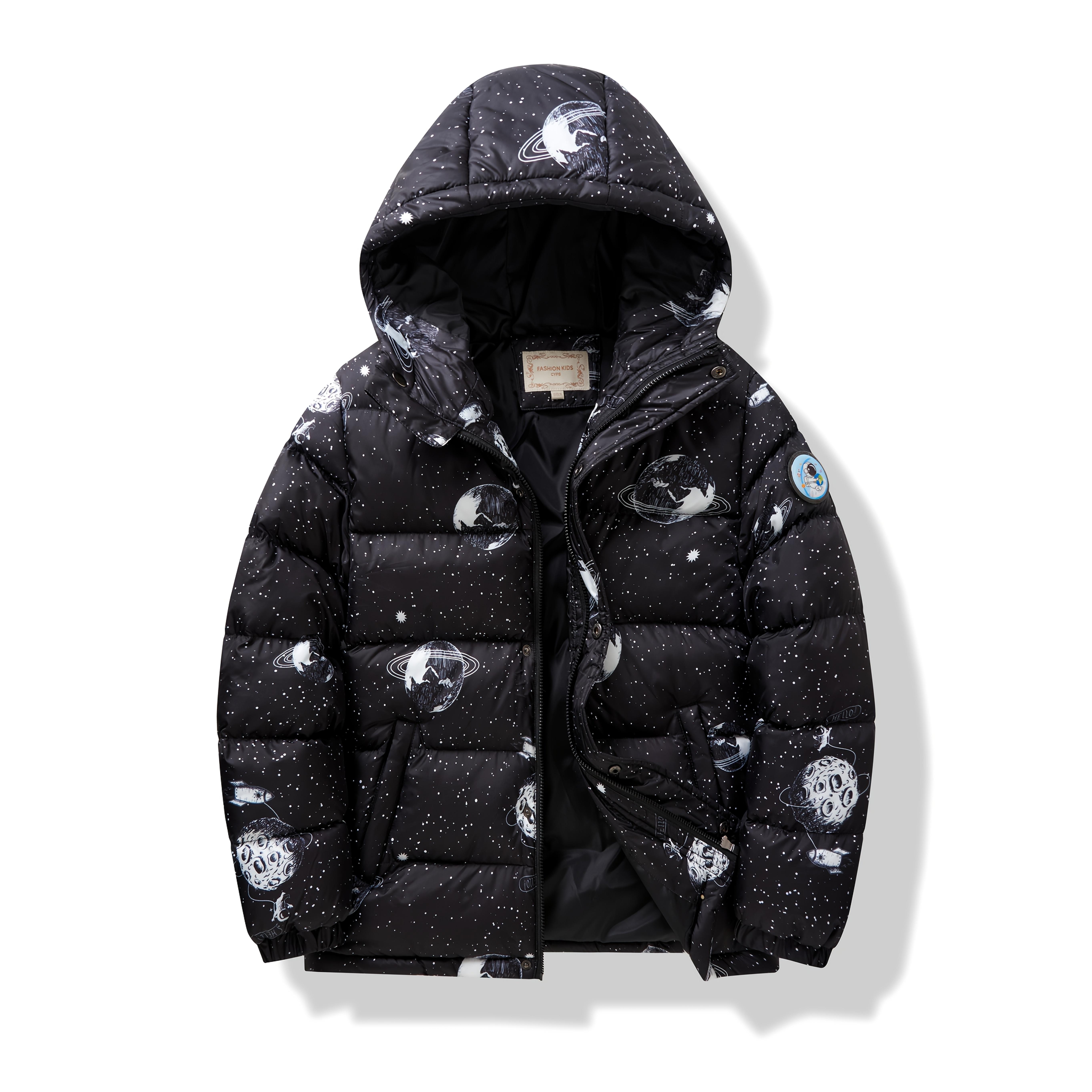 (New)Boys' Winter Hooded Jacket - Thickened Warm Coat with Zipper Closure, Red & Casual Outerwear, Polyester, Regular Fit for Cold Weather, Winter Coat for Boys, Durable Kids' Clothing