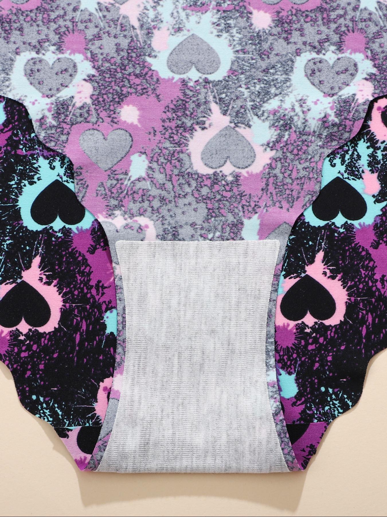 Women's Solid Color / Heart / Leopard Print Scallop Trim Panty, Soft Comfy Breathable Seamless Knicker for Daily Wear, Underwear for All Seasons, Womenswear, Casual Comfy Panties, Fashion Breathable Underwear