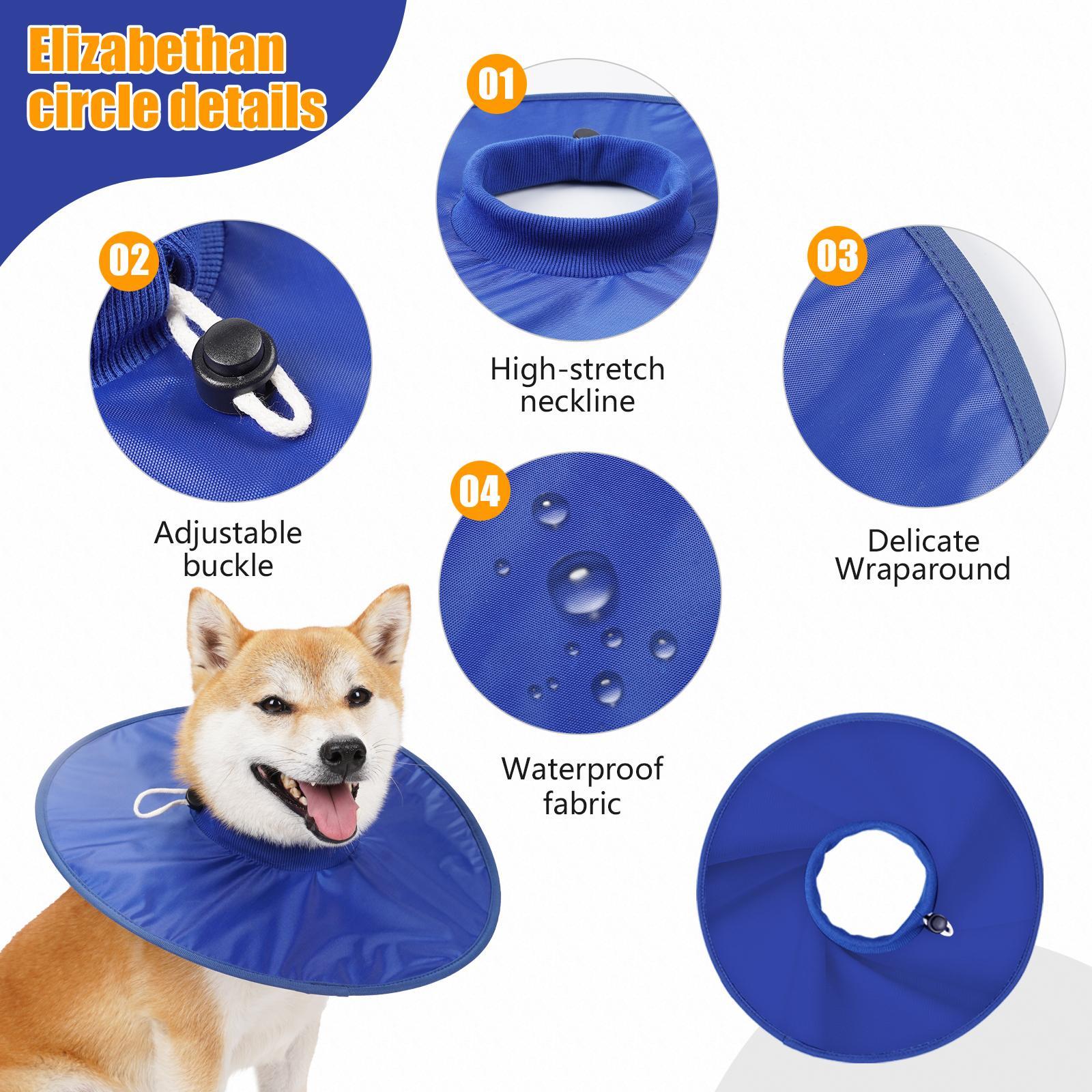 Dogs recovery collar, soft cone-shaped collar after surgery, waterproof and anti licking wound, adjustable, breathable E-collar, suitable for large/medium/small cats and dogs