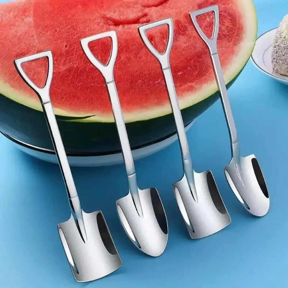 2026 New 4Pcs Shovel Shaped Spoon Set, Stainless Steel Coffee & Dessert Spoons, Creative Tableware for Ice Cream, Tea & Appetizer