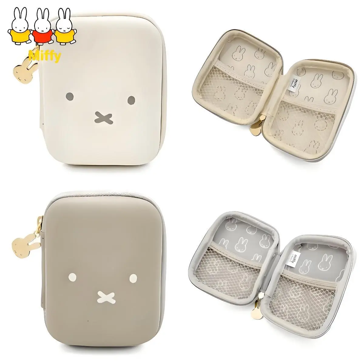 Kawaii Anime Miffy Storage Bag Cartoon Cute Lipstick Makeup Bag Hard Box Protection Portable Accessories Earphone Case Girl Gift