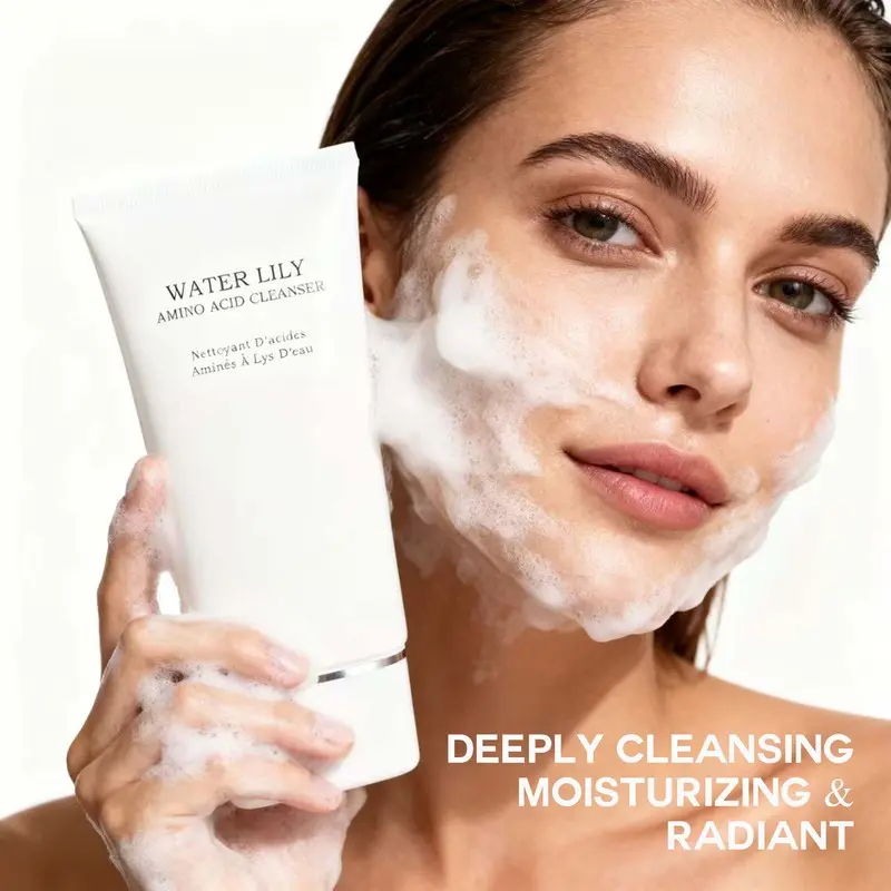 Water Lily Amino Acid Foaming Cleanser Gentle Deep Pore Cleansing For All Skin Types Hydrating Non Irritating Daily Face Wash For Women And Men