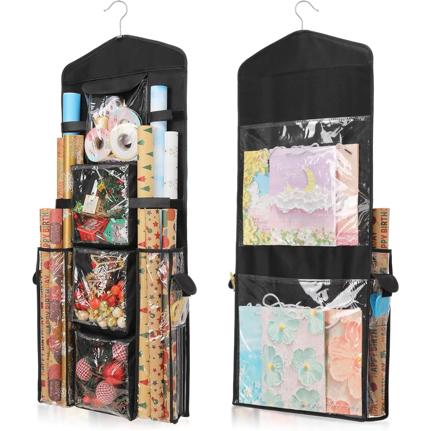 Wrapping Paper Storage, Gift Wrap Organizer Holder Double-Sided Hanging Gift Bag Storage Organizer