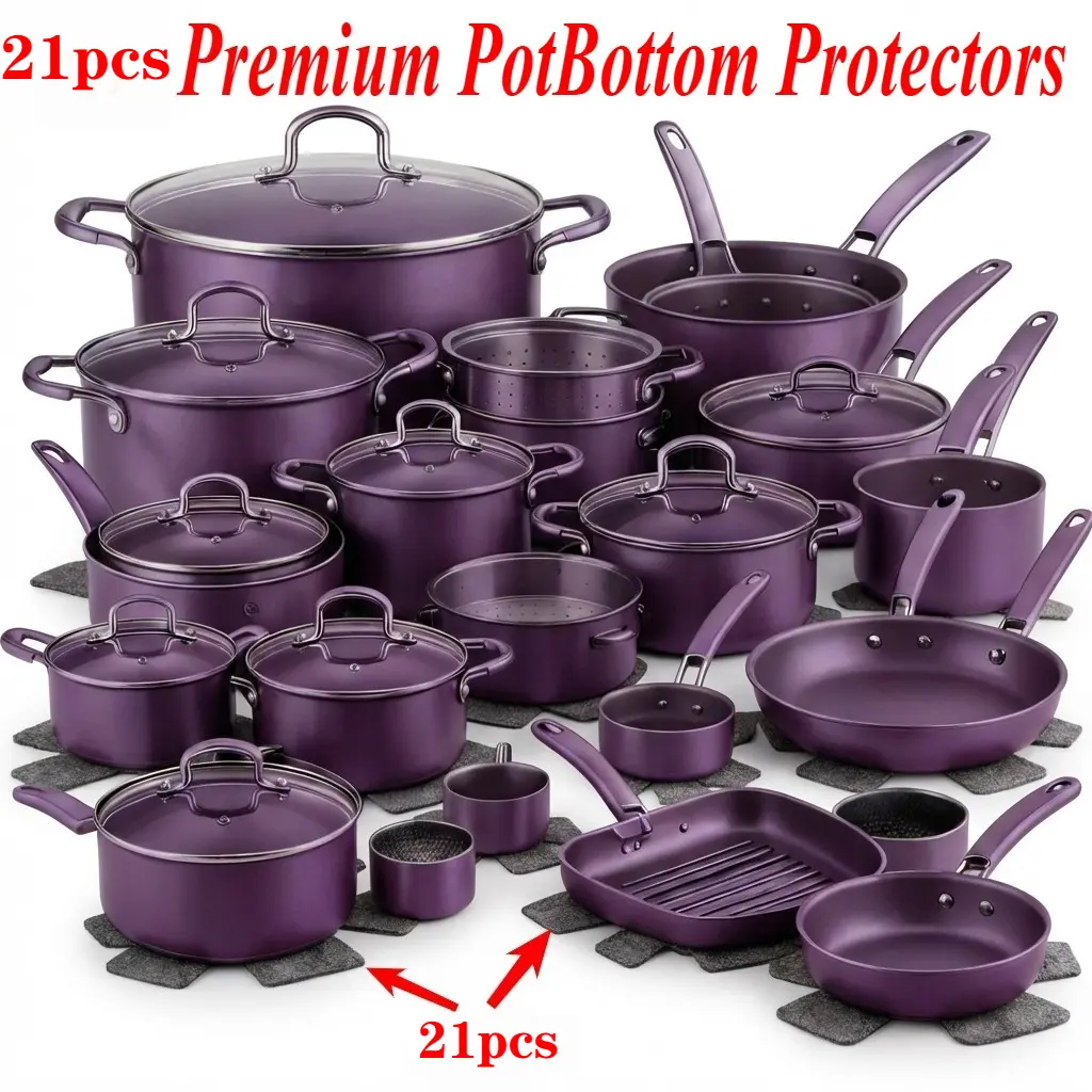 21 Pcs Thickened Heat-Resistant Scratch-Proof Pot Bottom Pads, Polyester Felt Material, Hand Wash Only, Kitchen Safety Protective Pads