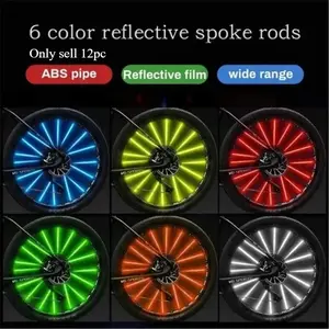 12Pcs/Set Bike Spoke Reflector Clip Tube Warning Strip Bicycle Accessories Motorcycle Wheel Rim Reflectors Decoration Cycling Accessories