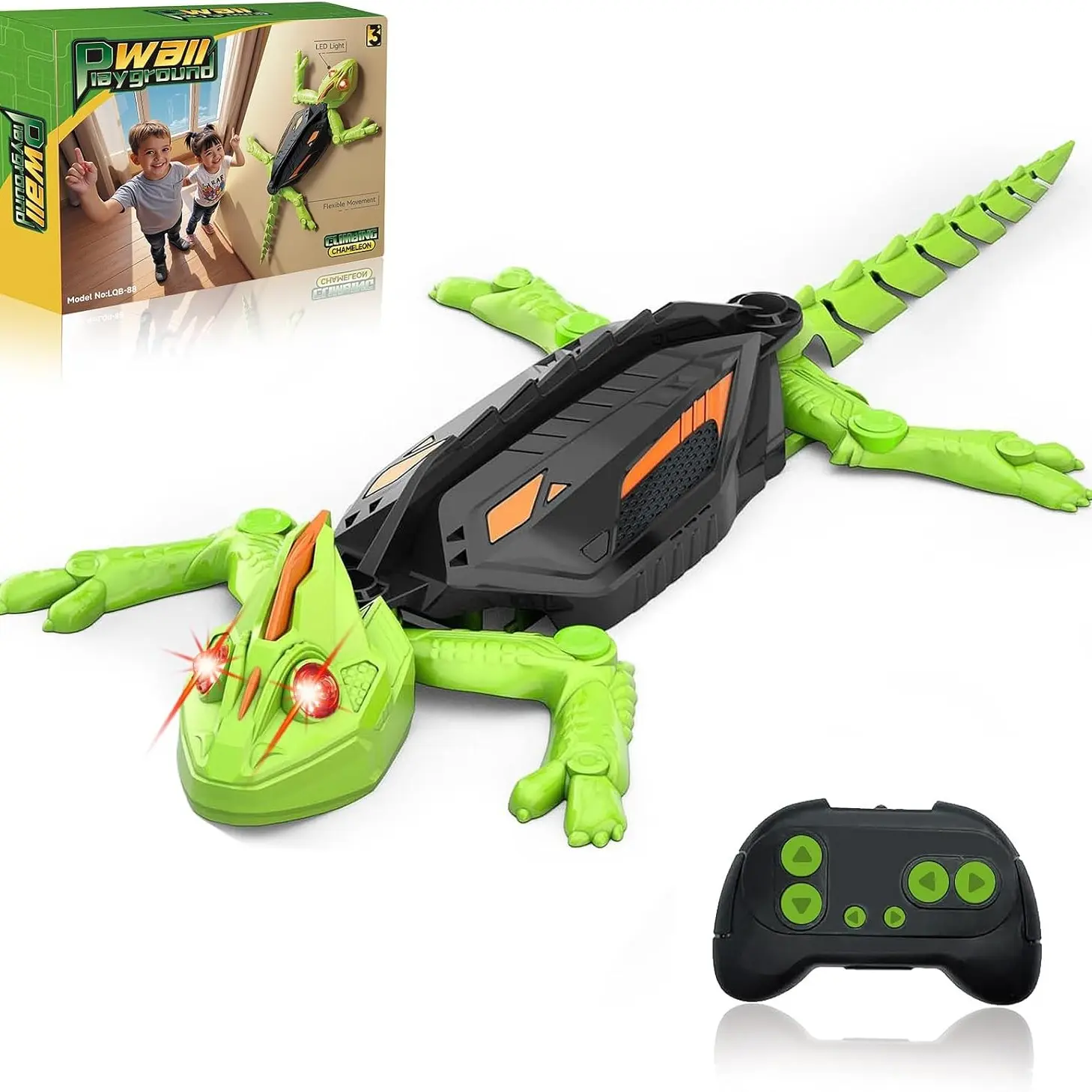 Wall Climbing RC Chameleon Toy for Kids Rechargeable Remote Control Lizard Toy with LED Eyes Dual Mode Floor Wall Driving Halloween Christmas Birthday Gift for Boys Girls