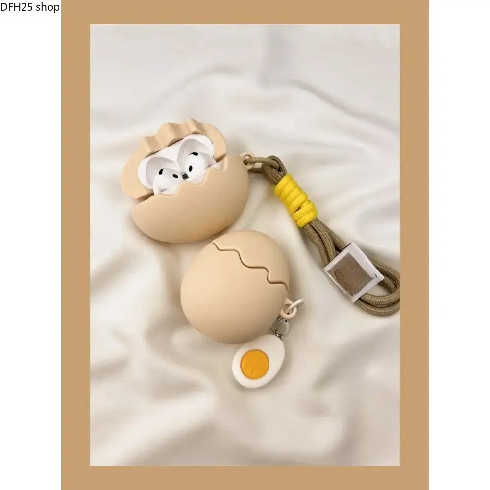 Funny Egg Shape AirPods Case Cover, Soft Silicone Protective Shell With Creative Cartoon Design, Shockproof Wireless Earbuds Accessory for Daily Carry and Gifts