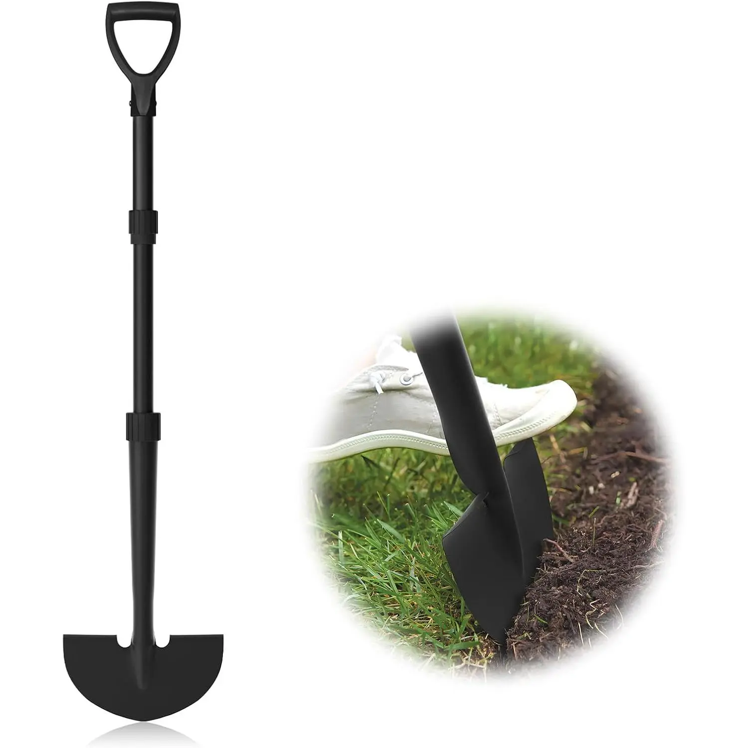 Edger Lawn Tool, Manual Half Moon Edger for Garden Border, Hand Lawn Edging Tool with D-Grip, 41-inch Long Handle Lawn Edger for Grass, Sidewalk, Yard