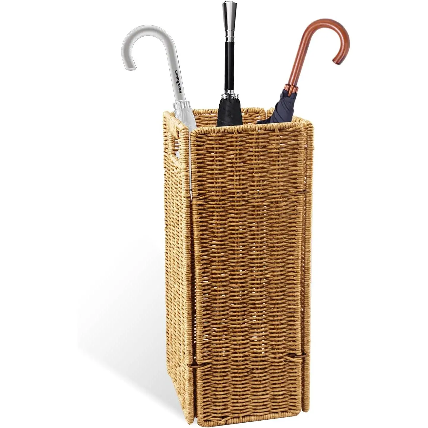 Rattan Umbrella holder, Hand Woven Umbrella Holder for Entryway, Indoor Umbrella Rack Organizer Freestanding, Umbrella Bucket Fits Mudroom,Walking Canes,Home,Office