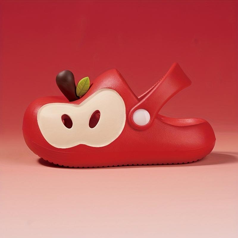 Children's Apple Clogs Summer Closed-Toe Cool Slippers for Boys and Girls, Toddlers, and Kids, Non-Slip Soft Sole Baby Beach Shoes, Cute Slippers for Middle and Older Toddlers