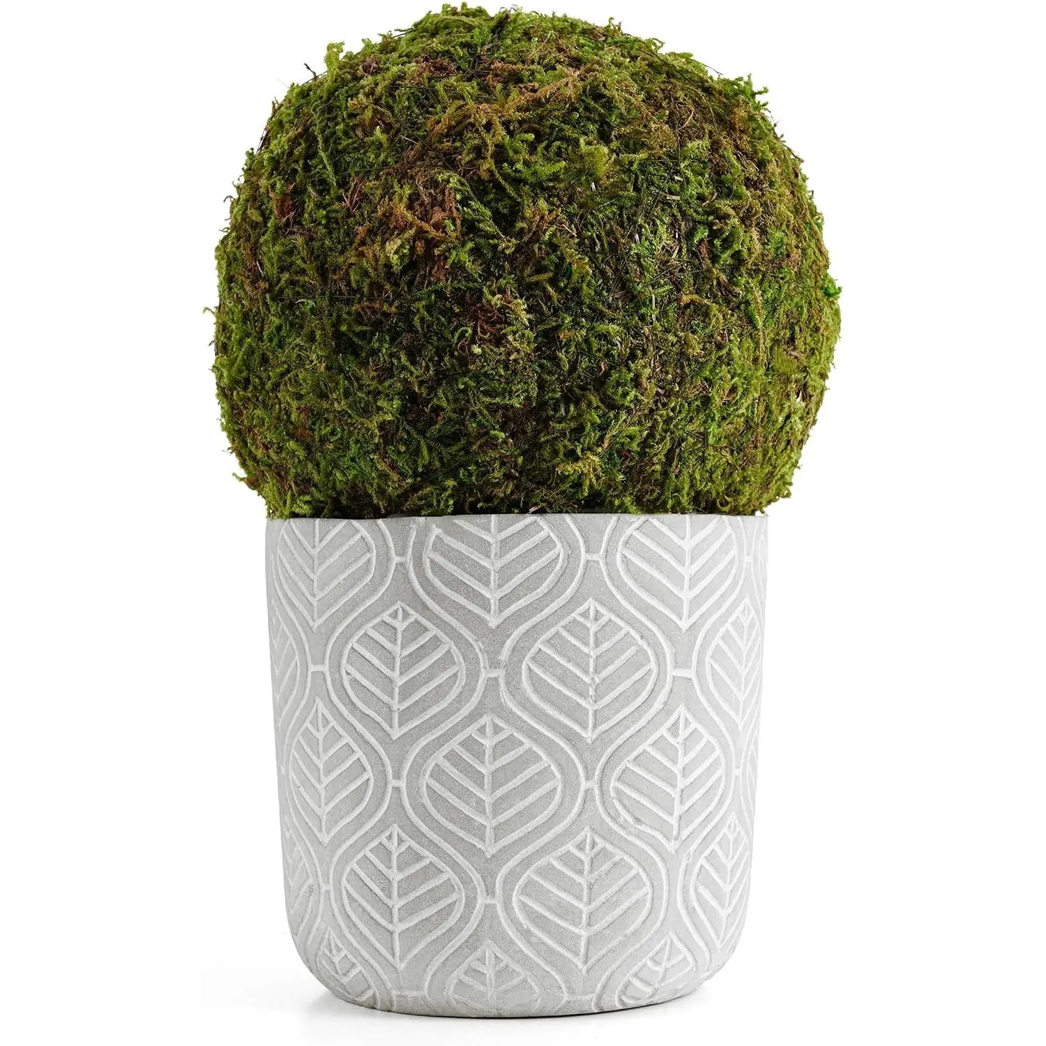 Small Potted  Moss Ball Artificial  Topiaries for Shelf  Office Desk  Room Decor, Miniature Moss Sphere in Decorative Pot,  Style  Decor (Small - 5.1")