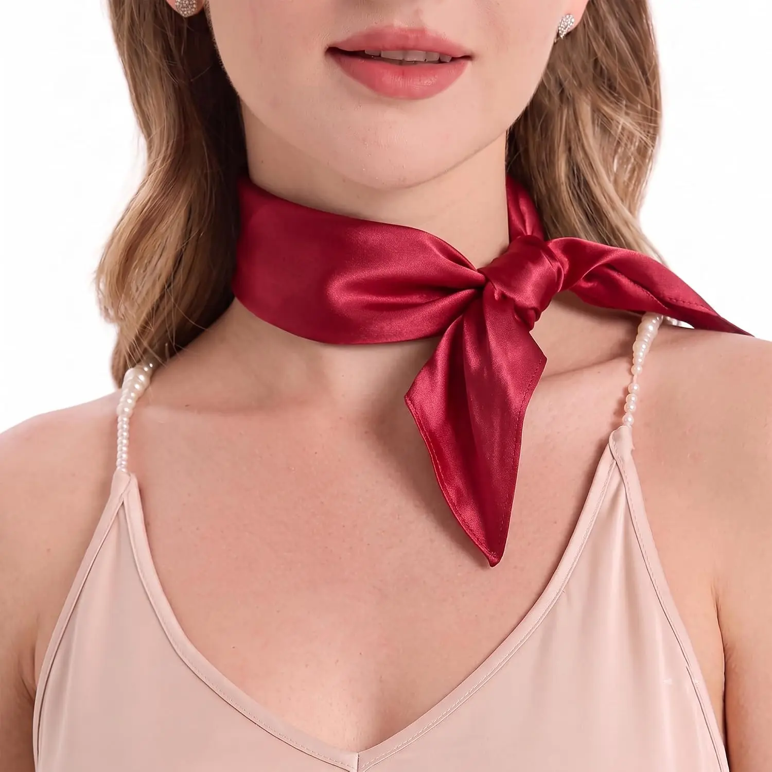 Mulberry Silk 21" Square Neckerchief Women Hair Bandana Headscarf | Smooth pure silk,elegant minimalist style,outdoor photo snap,daily outfit,office commute,wedding banquet,travel styling