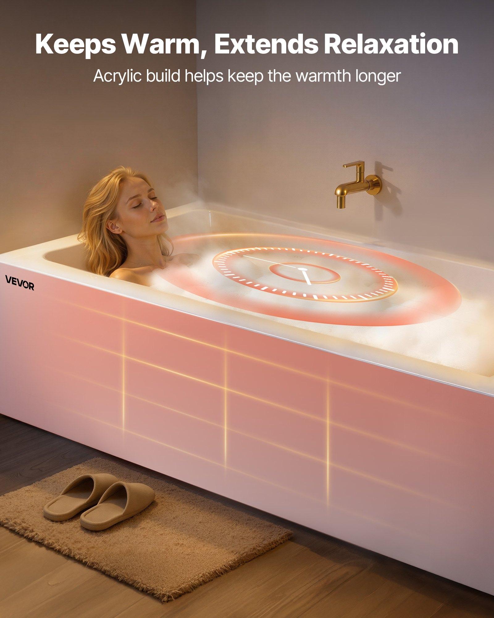 VEVOR Alcove Bathtub, 71.9" x 32" Contemporary Alcove Acrylic Bathtub, Soaking Bath Tub with Right Hand Drain & Overflow Hole, Large Rectangular Deep Soak Tub for Bathroom with Integral Flange, White VEVOR Alcove Bathtub, 71.9" x 32" Contemporary Alcove Acrylic Bathtub, Soaking Bath Tub with Right Hand Drain & Overflow Hole, Large Rectangular Deep Soak Tub for Bathroom with Integral Flange, White