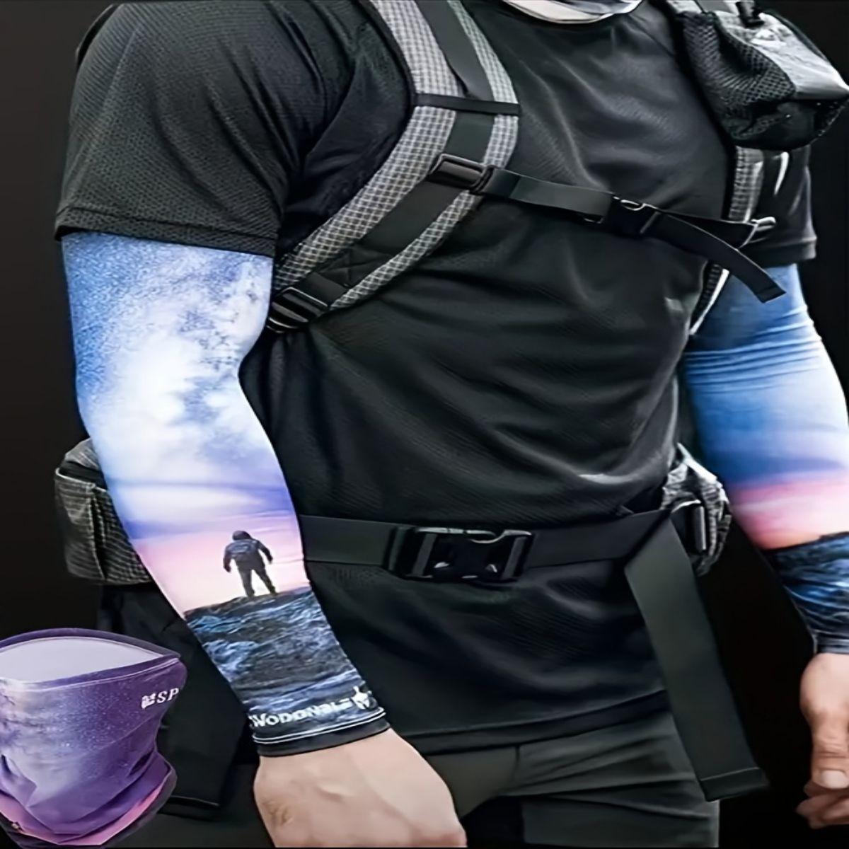 2pcs Cooling Breathable Sun Protection Face Mask Neck Gaiter and Arm Sleeves | Quick-drying Face Neck Arm Cover Balaclava for Cycling Basketball Fishing Soccer and Outdoor Sports