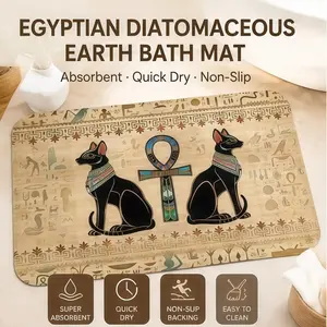 Luxury Egyptian Pattern Embossed Rug, Super Absorbent Quick Dry, Non-Slip Durable Silent, Home Aesthetic Mat, Bathroom Entrance Dual Use