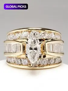 Fashion Artificial Crystal Decorated Ring, Statement Rings, Wedding Engagement Party Accessories for Women, Trendy Accessories for Party and Daily Life