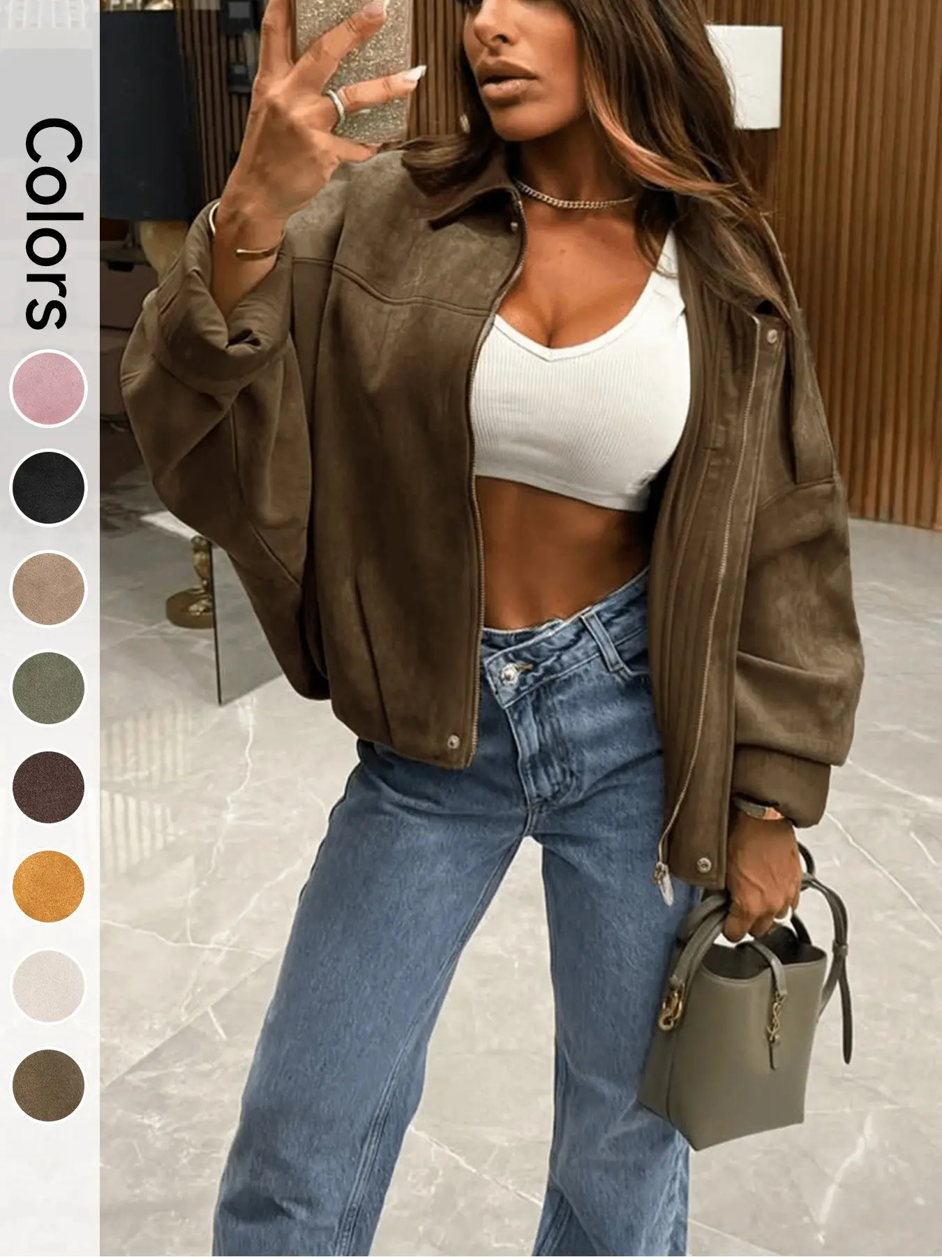 Women's Ultra-Loose Flight Jacket, Casual Zipper Comfortable Fall Daily Wear Women's Ultra-Loose Flight Jacket, Casual Zipper Comfortable Fall Daily Wear