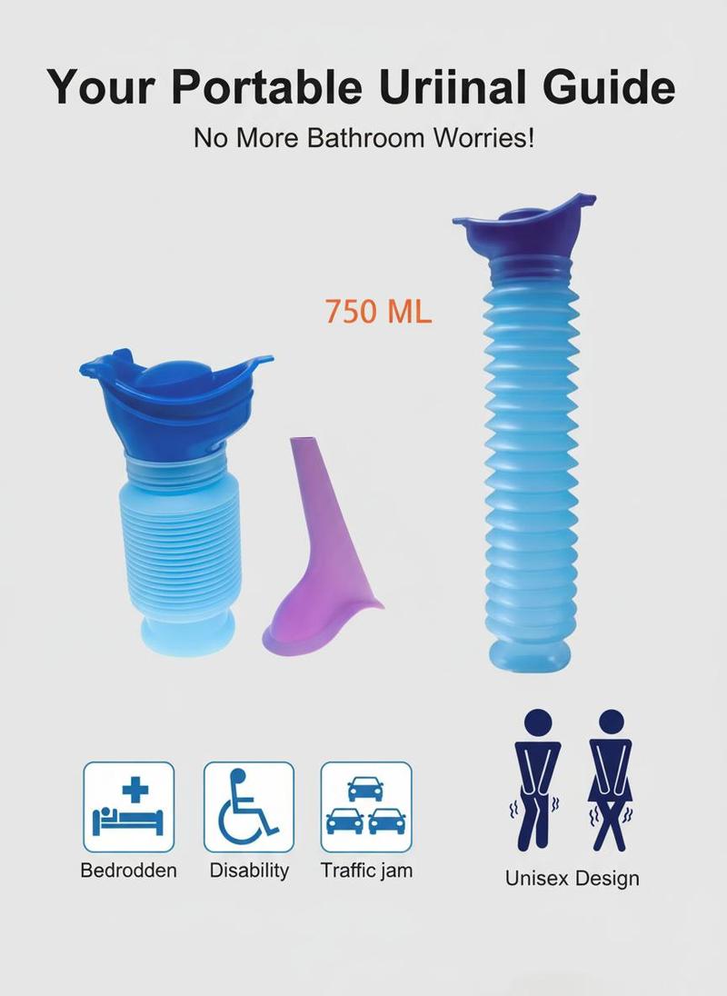 1set Urinal Car Urinal Bucket Outdoor Standing Urine Emergency Travel Portable Reusable Shrinkable Camping Toilet Urine Leak