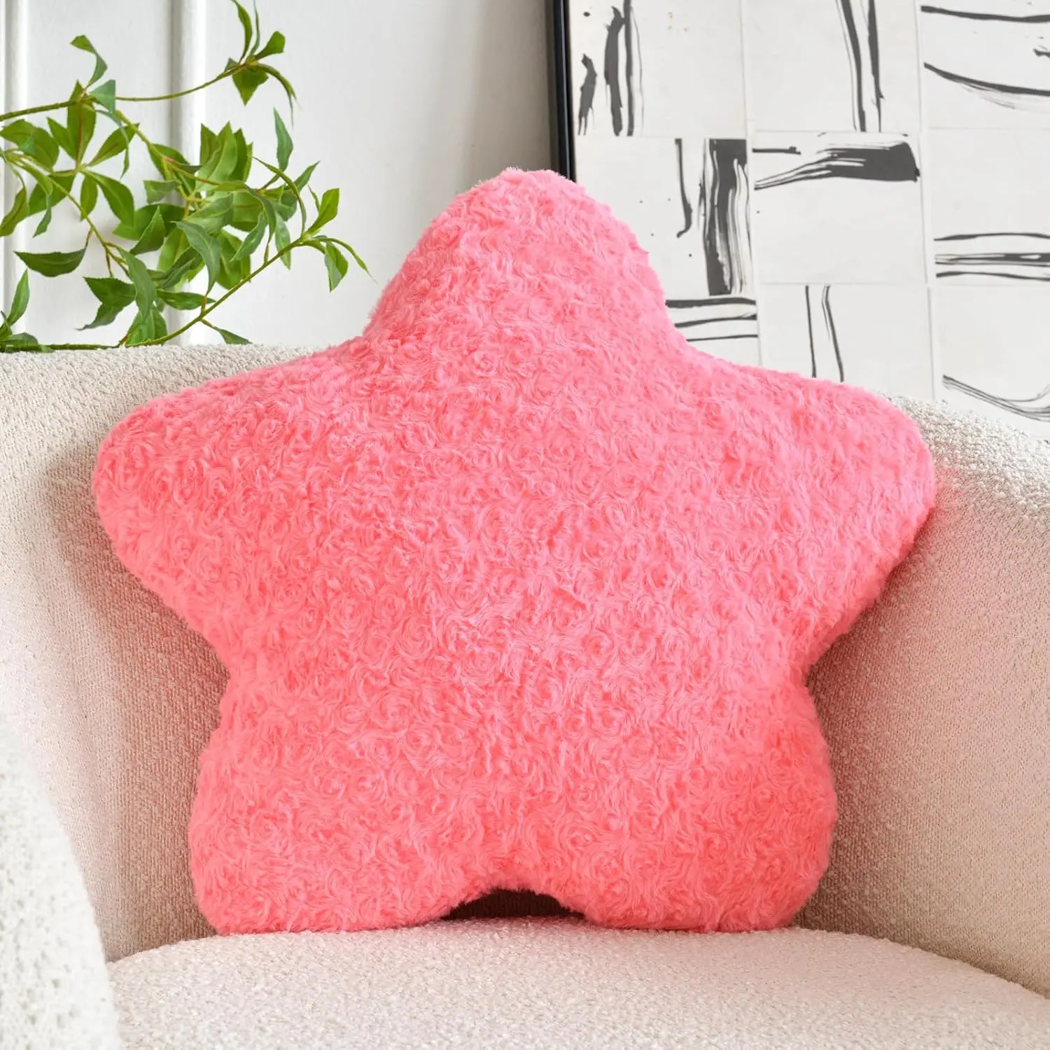 Pillow, 14.9"  Shaped Plush Pillow for Couch Bed Sofa, Cute Decorative Throw Pillows with Soft Faux  Room Decor for Bedroom Living Room (Rose )