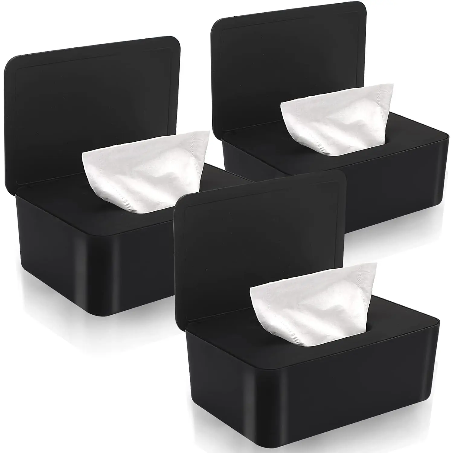 3 Pack Baby Wipes Dispenser Wipe Holder with Lids, Refillable Wipes Container with Sealing Design Keeps Wipes Fresh, Bathroom Tissues Wipes Case Box