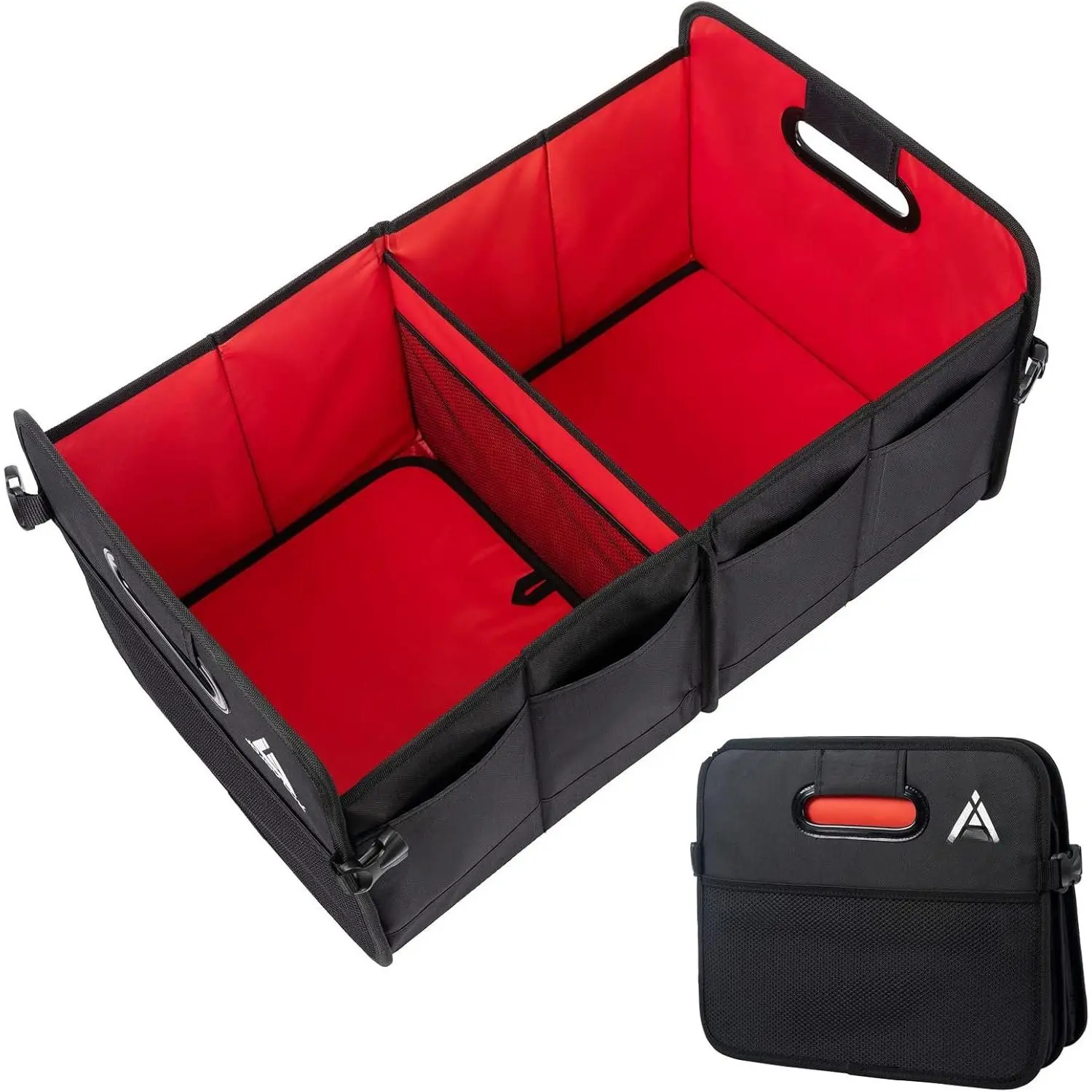 Trunk Organizer with Multi Compartments - Automotive Collapsible Cargo Containers with 11 Pockets & Reinforced Handles,  Grocery Organizer Bin  Bag for SUV Van