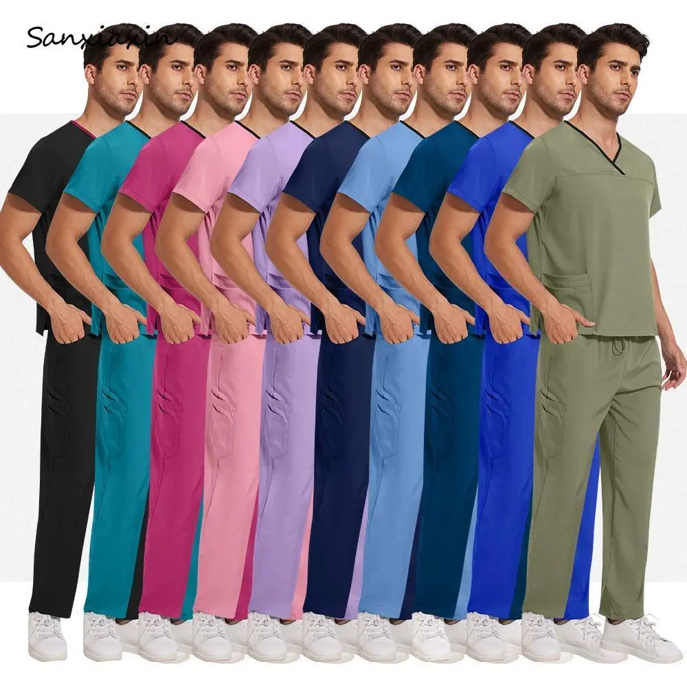 Medical Clothing Set Hospital Surgical Uniform Dentist Clinic Pet Grooming Scrubs Suit Pharmacy Nurse Uniform Salon Spa Uniforms