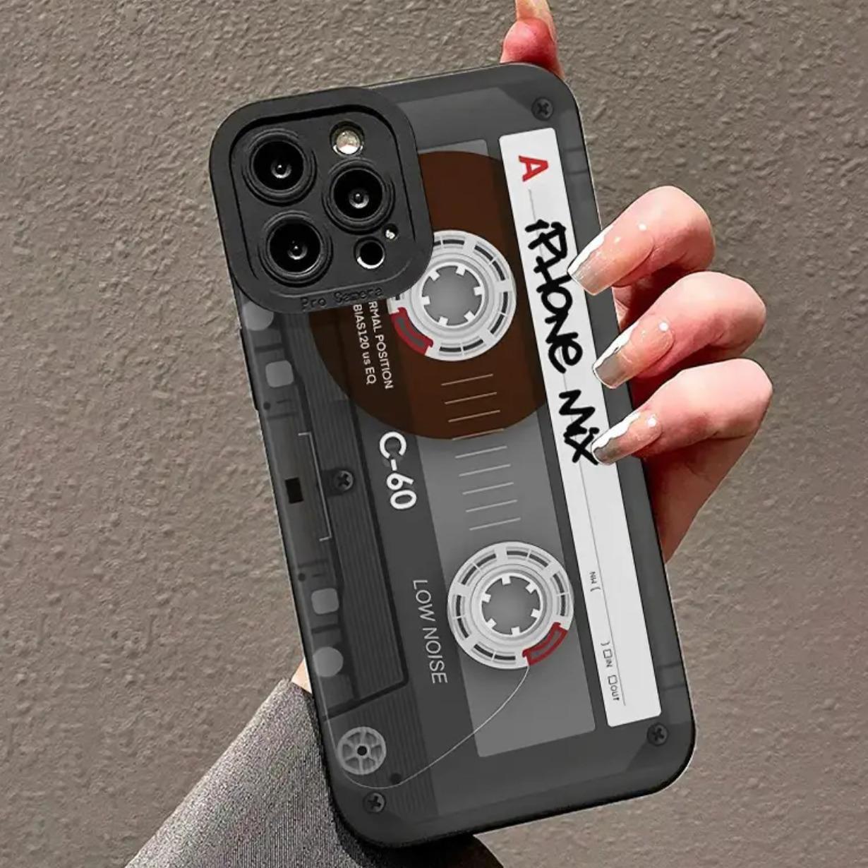 Cassette Tape Design Phone Case, Soft TPU Cellphone Protective Case, Shockproof Mobile Phone Cover for iPhone 15 Pro Max 14 13 12