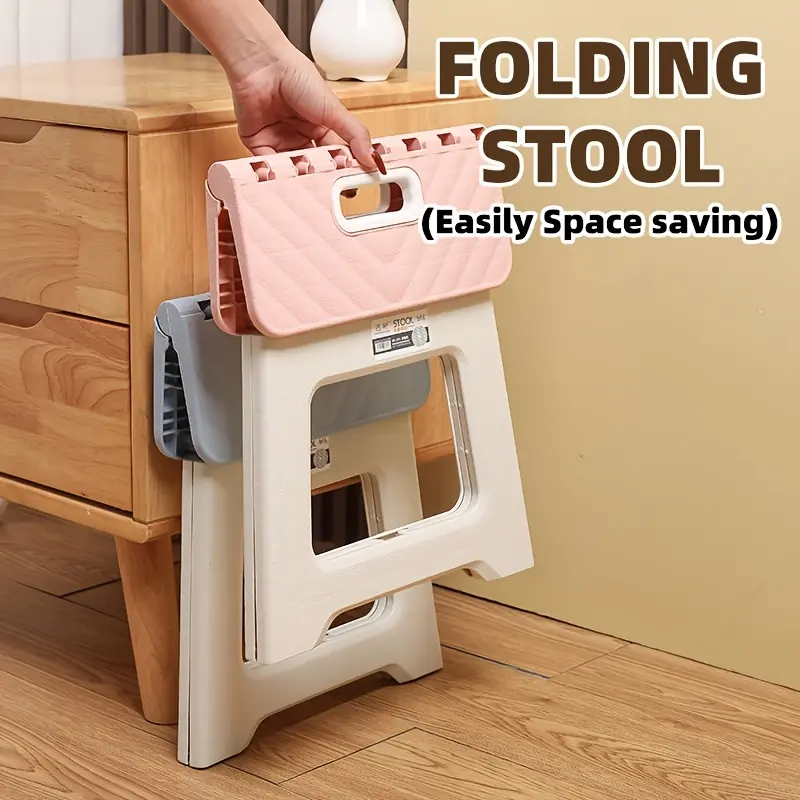 Extra-Thick Portable Folding Stool — Lightweight Plastic Seat for Outdoor Camping & Home Use — Simple, Retractable, and Easy to Store — High Load-Bearing Capacity — Ideal as a Shoe-Changing Bench