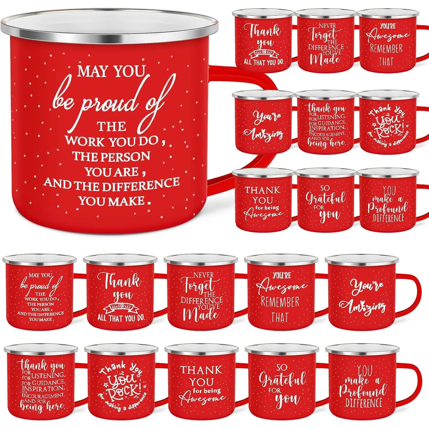 20 count Thank You Gifts Mugs 12 oz Enamel Thank You Mug Coffee Mugs for Team Women Men Inspirational Employee Appreciation Mug for Staff Teacher Coworker Groups Office Volunteer Nurse(Red)