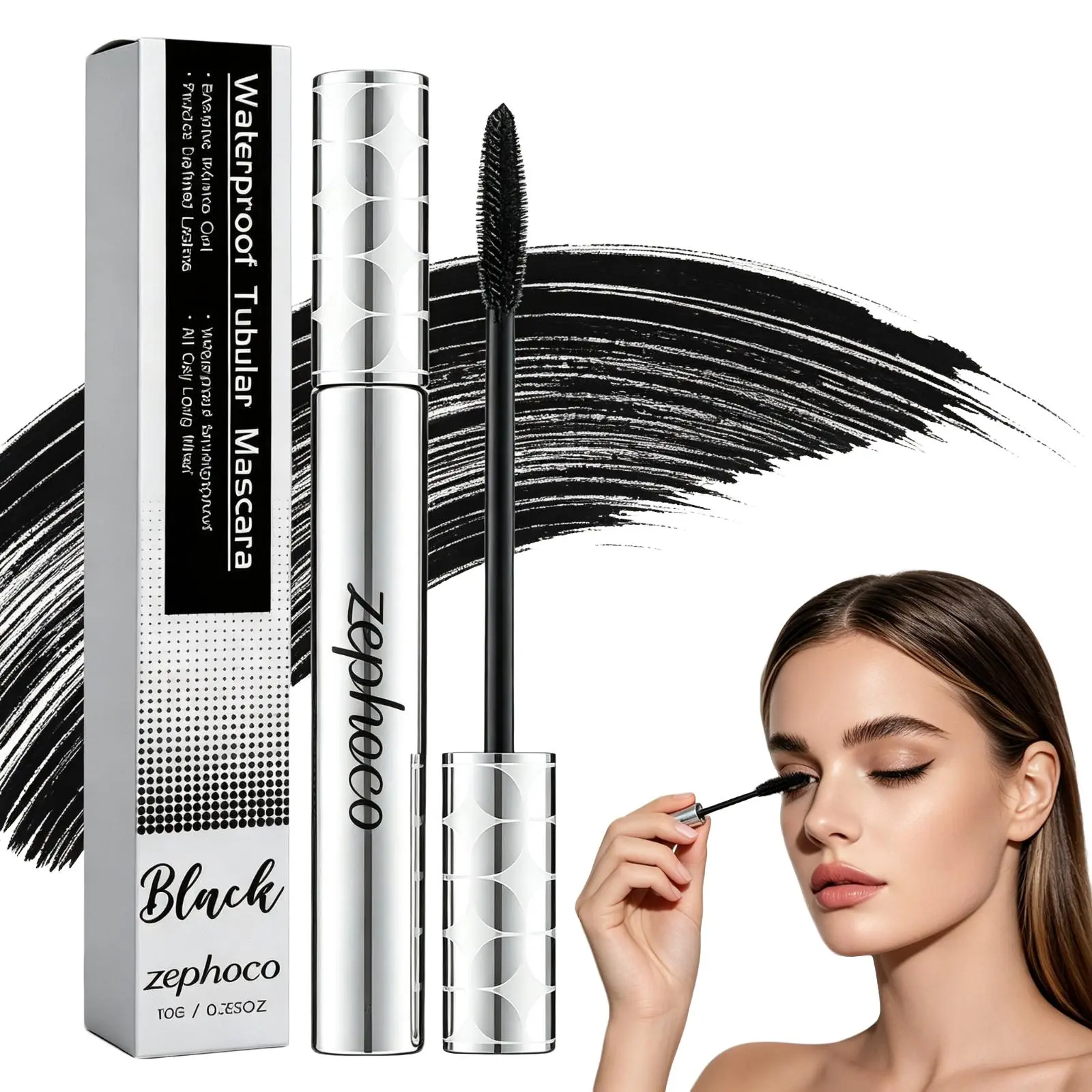 Blushe Growth Serum Mascara, Blush Korean Mascara, New Metal Wand Mascara, Waterproof Fiber Volume & Length Without Clumping  for Daily Lash Care Routine, Easy Everyday Use (Black)