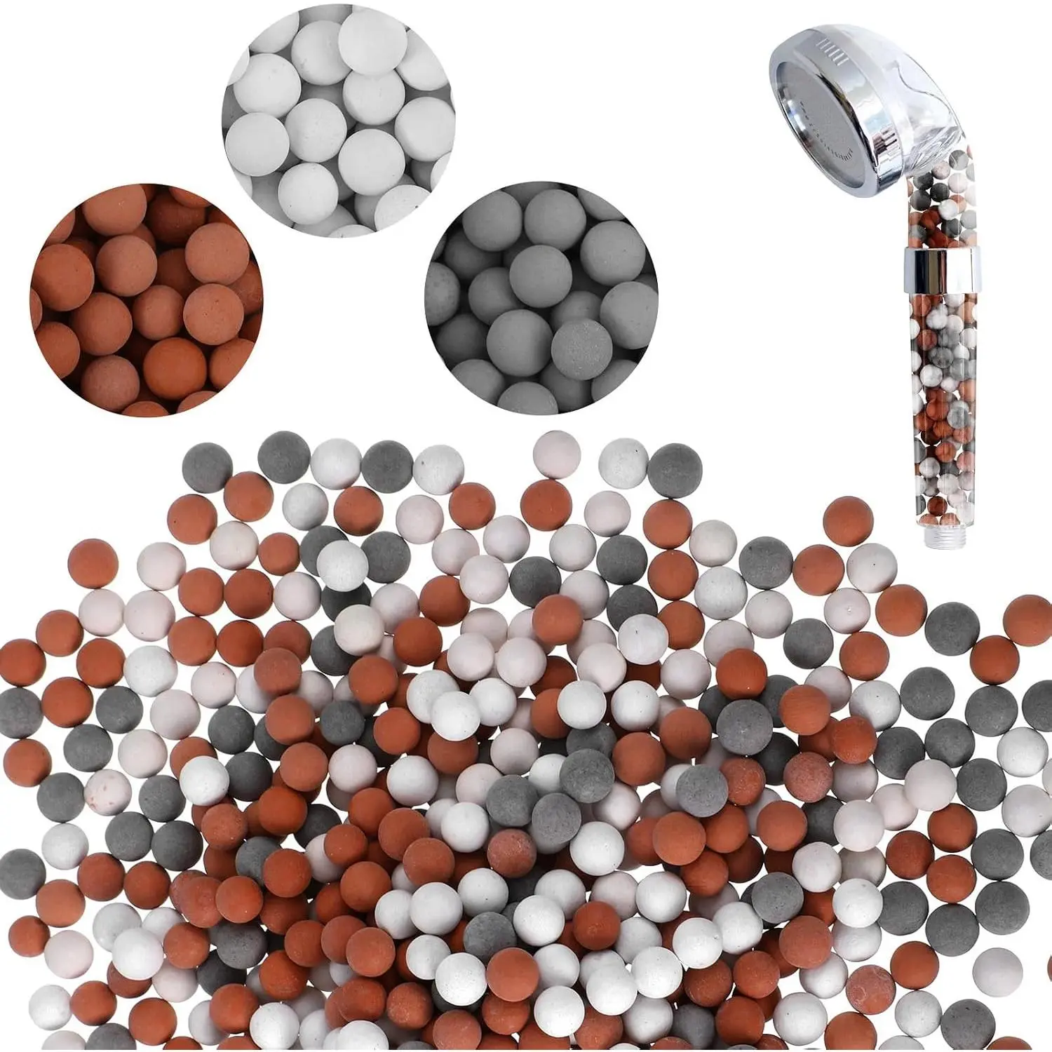 4 Packs 240g Shower Envy Refills, Mineral Shower  Filter Stone Beads | Mineral Stone Balls, for , for Filtered Showers