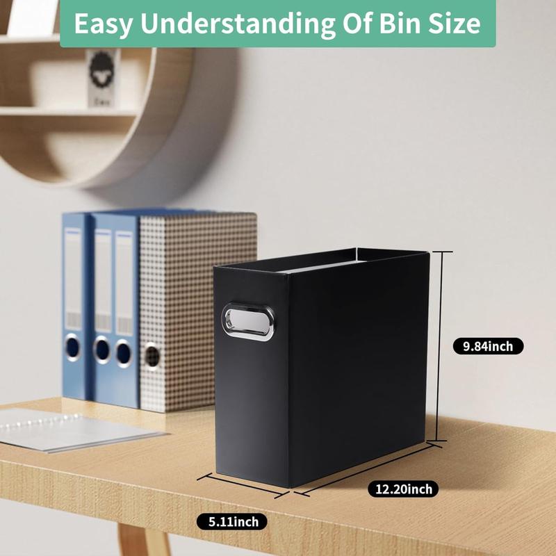 Collapsible File Organizer Box with Handles, 12.2 x 5.11 x 9.84 Inches, Portable Filing Storage Box for Home & Office, Letter Size Documents, Black