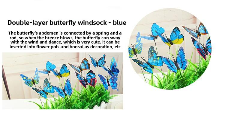 New artificial butterfly crafts, double-layer waterproof, with insertable rods, artificial butterflies for outdoor decoration, pack of 10