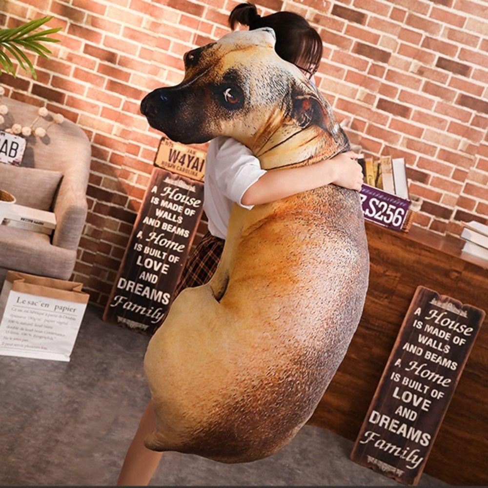 3D Lifelike Animal Cute Bend Dog Printed Throw Pillow Funny Dog Head Cosplay Children Favorite Toy Cushion for Home
