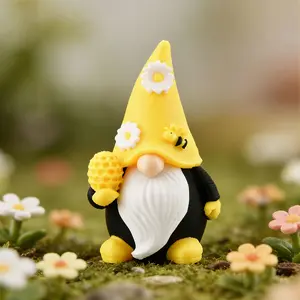 Cute Daisy Gnome And Bee Gnome Figurine Decoration, Bee Flower Embellished Gnome Decoration, Home Decoration Figurine - Suitable for Bookshelves, Desks, Fireplaces And TV Cabinets, Garden Windowsill Decoration