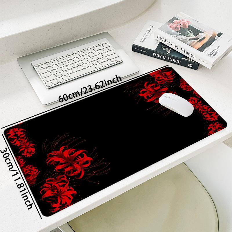 Flower Pattern Mouse Pad, 1 Count Rectangle Gaming Mouse Pad, Non-Slip Rubber Base Stitched Edge Desk Pad for Laptop Desktop, Gaming Desk Accessory