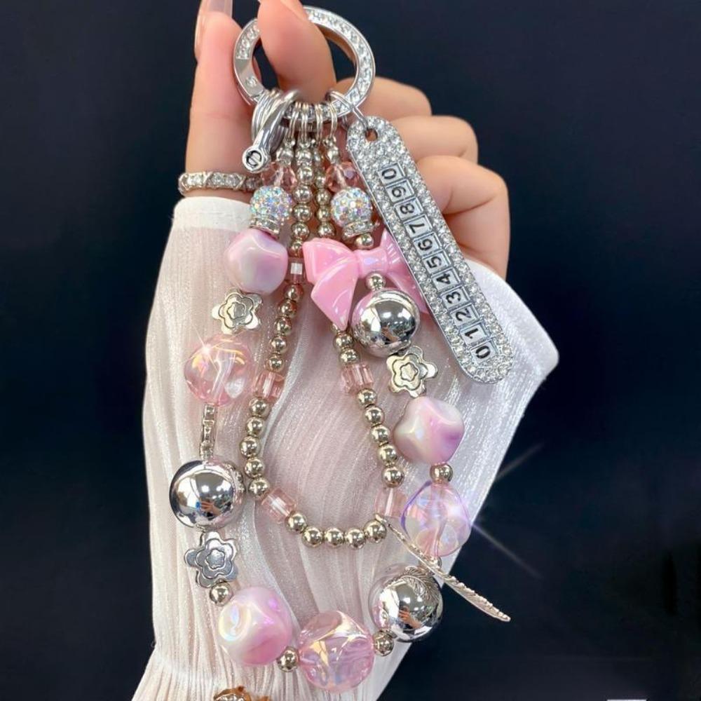2026 Luxury Beaded Wristlet – Rhinestone Butterfly Phone Charm for Cases, Bags & Car Keys, Trendy TikTok New Year Gift