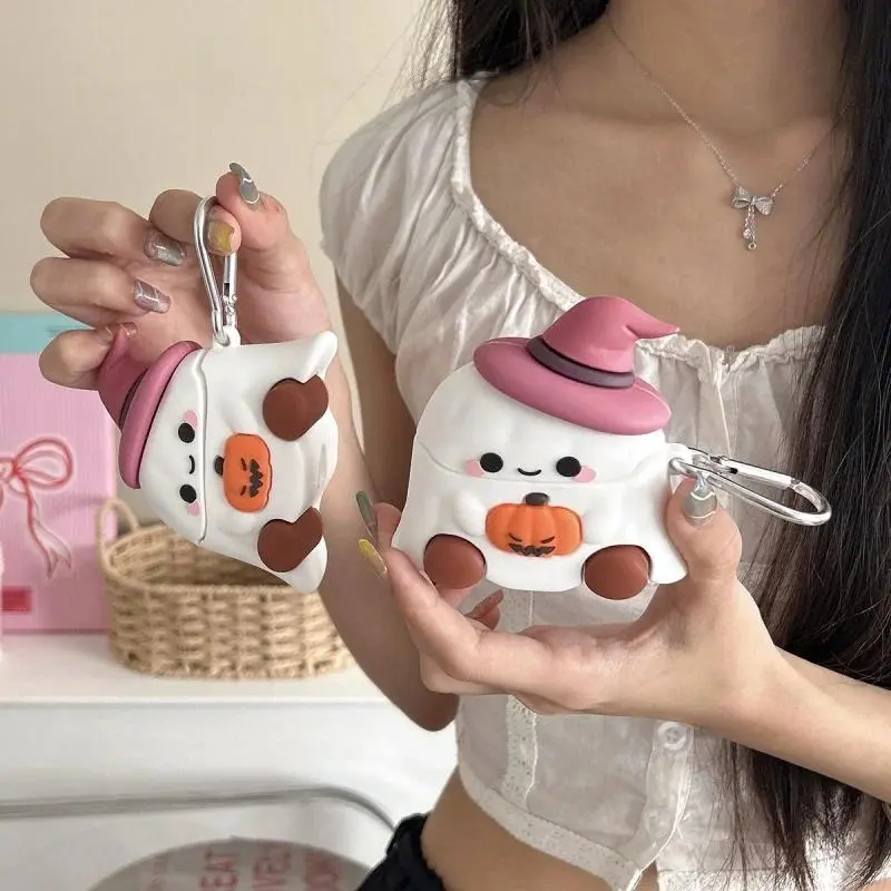 Funny Cute Ghost Earphone Case For Samsung Galaxy Buds 3 Pro 3FE Headset Cover Silicone Kawaii Headphone Cases For Buds3 Funda