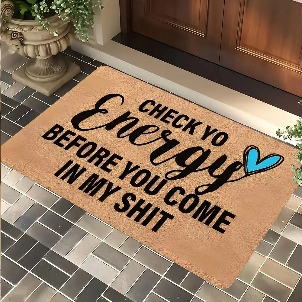 Funny Sassy Quote Doormat - Check Yo Energy Sassy Entrance Rug, Highly Absorbent Floor Mats, Anti-slip Quick Drying Soft Carpets, Washable Soft Rug, Indoor Outdoor Entrance Home Decor, Gifts for Family and Friends