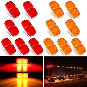 Nilight 14PCS Red Amber 10LED Rectangular Double Bullseye Clearance Marker Lights - 12V DC System Boat/Lorry/Bus Indicator Lights with Sponge & Screw Mounting Accessories for Snowstorm Use
