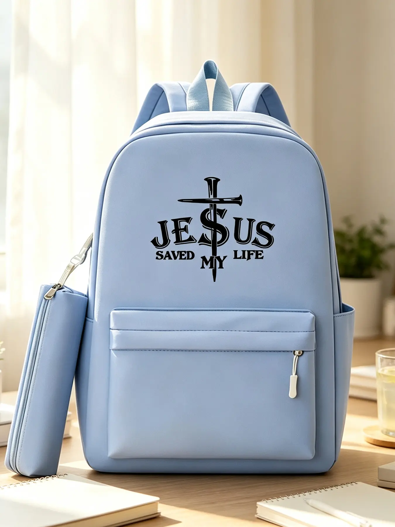 JESUS Print Unisex Fashion Backpack Portable Laptop Bag for School Commute Travel