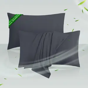Cooling Pillowcases Queen Size Set of 2, Viscose Derived from Bamboo for Hot Sleepers, Soft & Silky Pillow Covers with Envelope Closure (Dark Grey, 2 Pack, 20x30 inches)Gift.