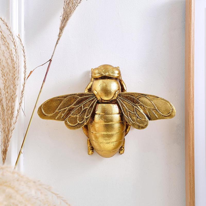 Creative Resin Bee Design Wall Mounted Decor, 1 Count Creative Bee Design Wall Decor, Wall Hanging Decor for Home Living Room Bedroom, Interior Wall Decor