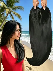 🔥 Transform Thinning Hair in Seconds! Jet Black Straight Hair Topper with Bangs | Premium Kanekalon Synthetic | Clip-In for Natural Volume & Realistic Style, Perfect for Everyday Wear!