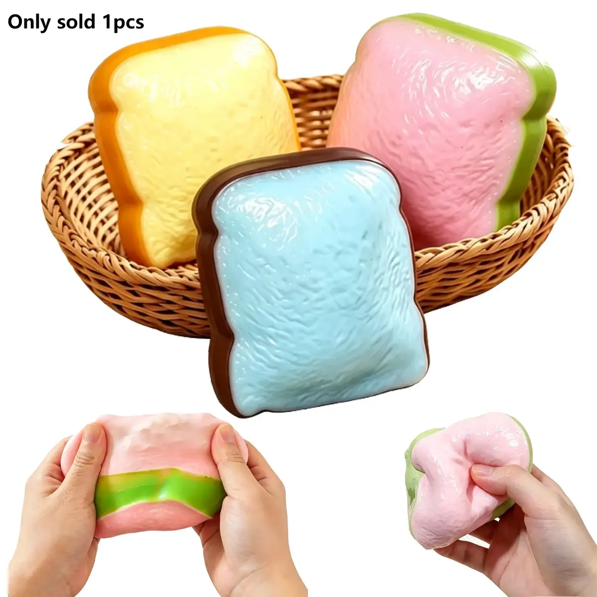 Handmade Crispy Toast Stress Ball, Block Filled Sound Squeeze Toy, New Asmr Sensory Relief Toy, Unisex Sensory Compression Ball