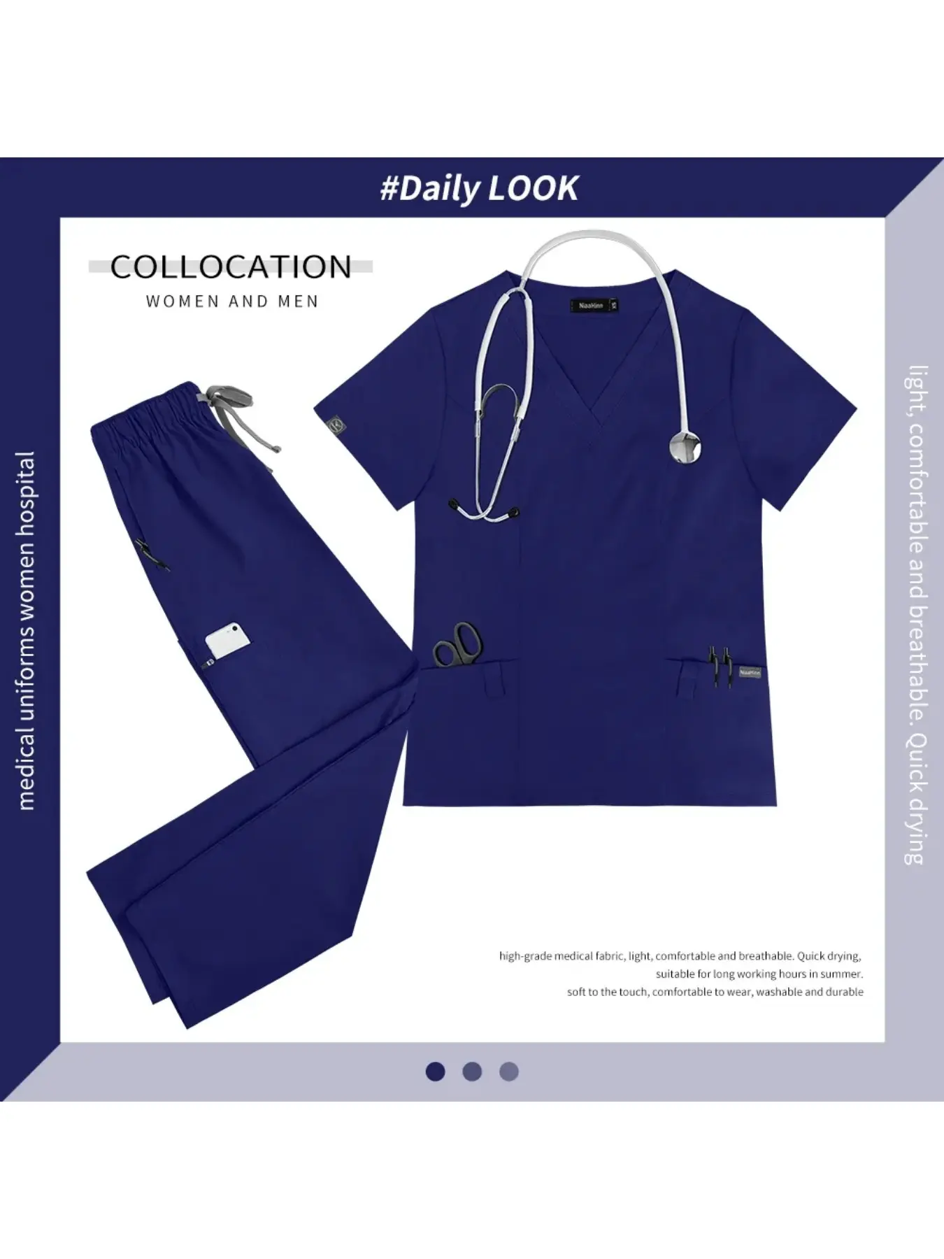 Unisex Medical Uniform Wholesale V-neck Tops Jogger Pant Dentist Scrub Set Stretch Surgical Workwear Pet Vet Doctor Nursing Suit