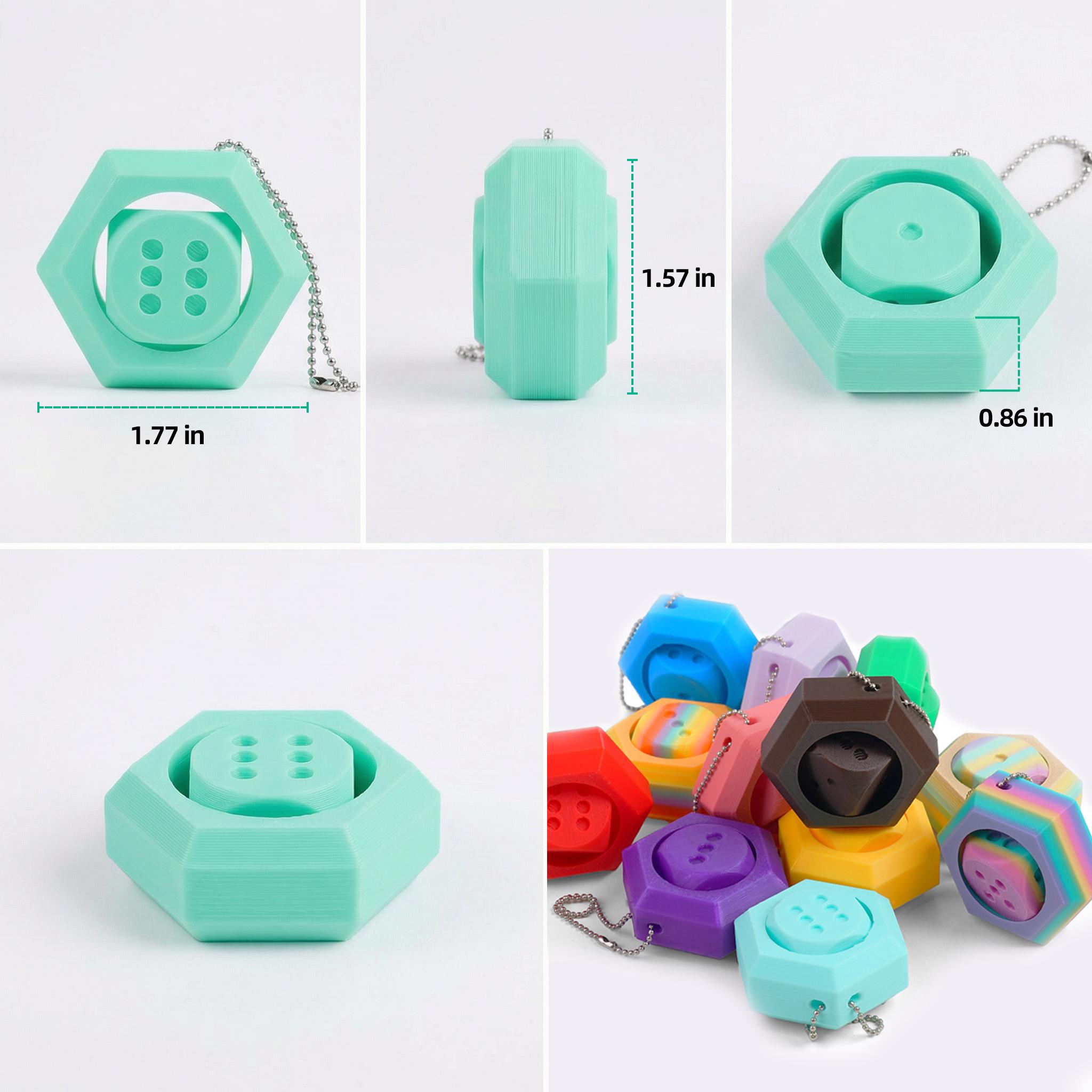 3D Printed Fidget Dice Keychain Hexagon Spiral Stress Relief Sensory Toy for Adults Kids Teens Portable Fashion Accessory Auditory Tactile Sensory Relief for Adults Teens Kids Office ADHD Focus Gift Contactless Magic Tap-to-Pay Wand Stress-relieving  Pop