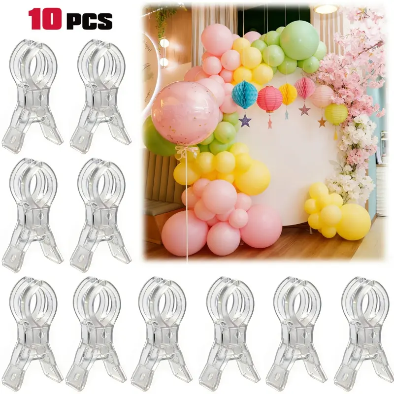 10pcs Large Balloon Arch Clips Plastic Transparent Backdrop Spring Clamps 8.89 cm Heavy Duty Clip for Balloon Arch Kit Birthday Decoration Crafts Woodworking Photography Studios