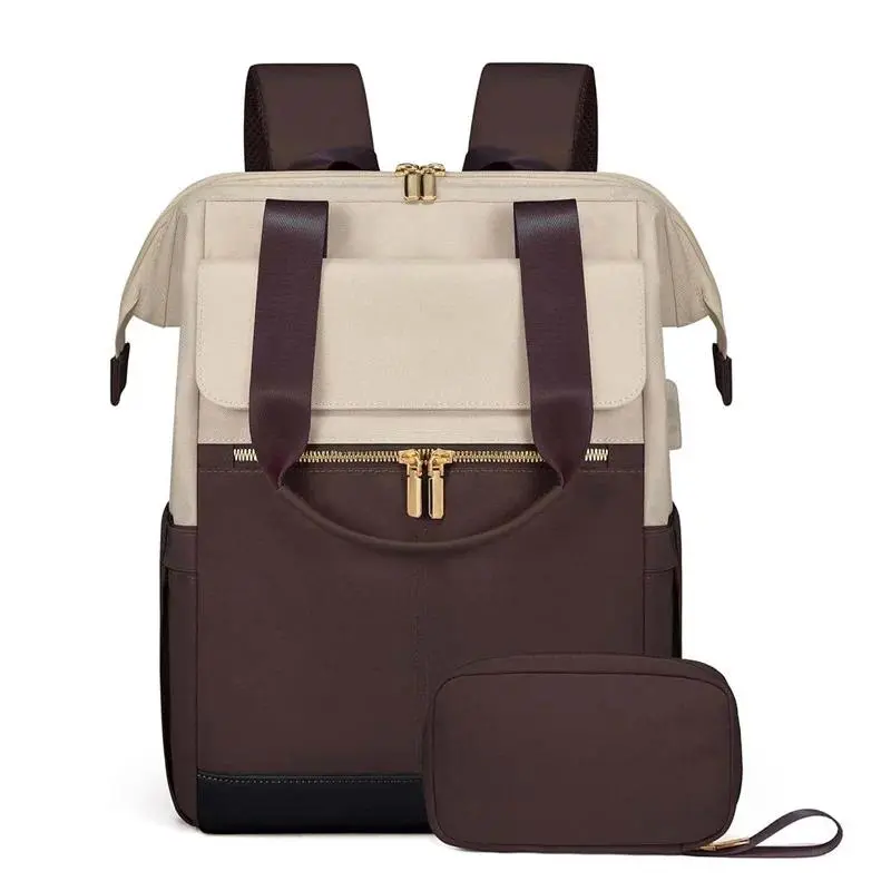 New Versatile and Simple Cross-Border Women's Travel Laptop, Large Capacity Luggage, Cream Colored Backpack