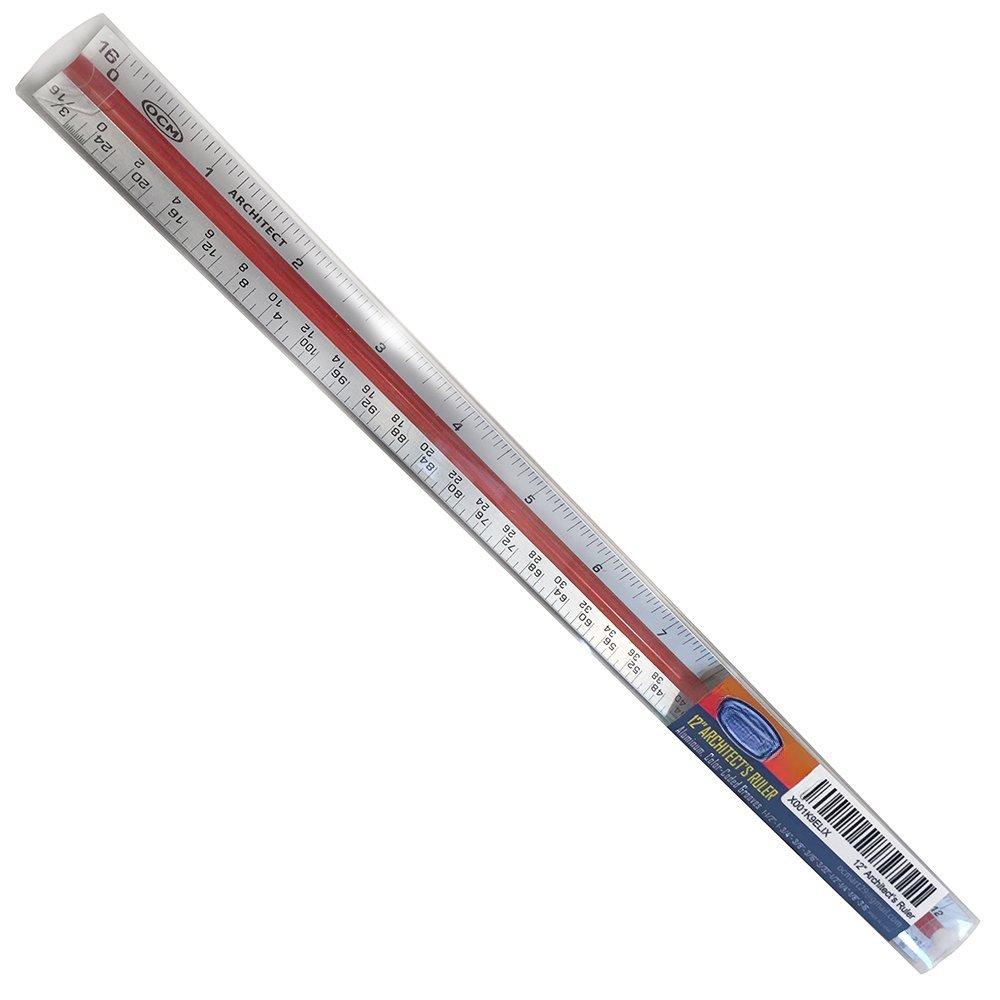 1 Triangular Architect Scale Ruler (Professional Grade Solid ) Color Coded 12 Inch Architectural Scale (Imperial Measurements) - Ideal for Architects, Engineers, Draftsman and Students